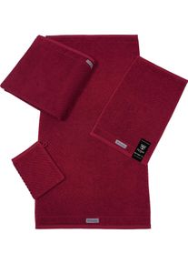 Waschhandschuh Ross "Smart", rot (marsala), B:16cm L:21cm, Frottier, Handt&uuml;cher, Waschhandschuh, Uni-Rippe mit Velourslabel