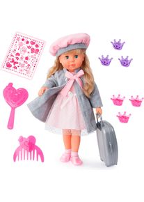 Stehpuppe BAYER "Charlene, 46 cm", grau (grau, rosa), Puppen, Kinder, Stehpuppe