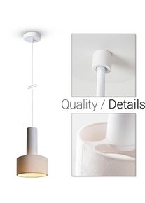 PACO HOME Pendelleuchte "VELUTA", wei&szlig;, &Oslash; 15cm H: 177cm, Leuchten, Wohnzimmer H&auml;ngeleuchte Stoffschirm Esszimmer Modern GU10, Pendelleuchte