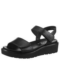 Keilsandalette Ara "BILBAO", Damen, Gr. 38, schwarz, Glattleder, unifarben, Schuhe Keilsandalette, Sommerschuh, Sandale, Keilabsatz, Klett, Weite G (weit)
