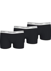 Trunk "3PK TRUNK", Jungen, Gr. 140/146, 3 Stk., schwarz (pvhschwarz, pvhschwarz, pvhschwarz), Jersey, Obermaterial: 95% Baumwolle, 5% Elasthan, Calvin Klein Underwear, unifarben, k&ouml;rpernah, Unterhosen Trunk, mit Logobund
