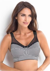 Entlastungs-BH bonprix, Damen, Gr. 110, Cup E, schwarz (schwarz, wei&szlig; bedruckt), Obermaterial: 86% Polyamid, 14% Elasthan. Futter: 100% Baumwolle. Spitze: 90% Polyamid, 10% Elasthan, mehrfarbig, BHs Entlastungs-BH, mit gepolsterten Tr&auml;gern, mit Haken & &Ouml;sen Verschluss