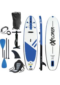 SUP-Board EXPLORER "Ocean 10&lsquo;8&ldquo; Aufblasbares Stand Up Paddle Set (325x84x15cm)", blau, Wassersportboards, 325cm, Kunststoff, SUP-Board