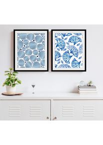 Bild queence "Toby", blau (farbe rahmen: schwarz, farbe bild(er): blau), B:30cm H:40cm, Acrylglas, Holz, Papier, Bilder, Bild, HD Premium Poster-Druck inkl. Holzrahmen