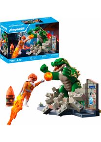 Konstruktions-Spielset Playmobil "Helden-Showdown mit der Riesenechse (71831), Heroes", bunt, Spielbausteine, Kinder, Kunststoff, Konstruktions-Spielset, Made in Europe