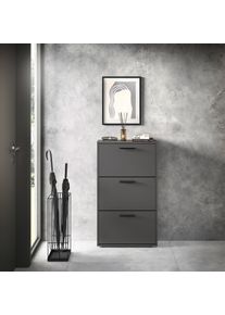 HBZ-MEBLE Schuhkipper HBZ "Sam Schuhkipper, Schuhschrank BxHxT 59x103x17 cm", grau (anthrazit, anthrazit), B:59cm H:103cm T:17cm, Holzwerkstoff, Sideboards, Schuhkipper, Schuhkipper, Schuhschrank mit 3 Klappen, BxHxT 59x103x17cm