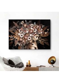 Deco-Panel Reinders "Blumenreichtum Frau - Schmetterling - Strau&szlig; - Romantik", braun (farbe bild(er): braun), B:140cm H:100cm, MDF, Bilder, Deco-Panel