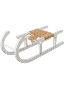 Weihnachtsfigur CREATIV DECO "Weihnachtsdeko", braun (wei&szlig;, braun), B:62cm H:19cm T:19cm, Holzwerkstoff, Dekofiguren, Weihnachtsfigur, Dekoschlitten