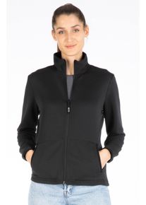 Strickfleecejacke LPO "XARA WMN", Damen, Gr. 46 (L), schwarz, Fleece, 100% Polyester, normal h&uuml;ftbedeckend, Jacken Strickfleecejacke, mit Stehkragen