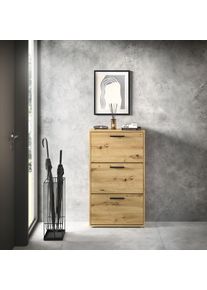 HBZ-MEBLE Schuhkipper HBZ "Sam Schuhkipper, Schuhschrank BxHxT 59x103x17 cm", braun (artisan, artisan), B:59cm H:103cm T:17cm, Holzwerkstoff, Sideboards, Schuhkipper, Schuhkipper, Schuhschrank mit 3 Klappen, BxHxT 59x103x17cm