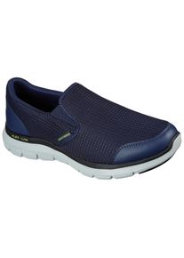 Slip-On Sneaker Skechers "FLEX ADVANTAGE 4.0", Herren, Gr. 47,5, blau (navy), Synthetik, Textil, Schuhe Slip-On Sneaker, Slipper, Schhlupfschuh, Komfortschuh mit Air Cooled Memory Foam