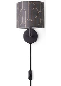 Paco Home Wandleuchte "Luca Pillar", schwarz, H: 26,5cm, Leuchten, Mit Stoffschirm Modern Retro Uni Mit Muster E14, Wandleuchte