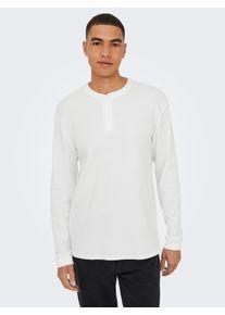Only & Sons Langarmshirt ONLY & SONS "ONSTOBIE REG LS HENLEY TEE NOOS", Herren, Gr. M, hellwei&szlig;, Jersey, Obermaterial: 60% Baumwolle, 40% Polyester, unifarben, regular fit normal, Rundhals, B&uuml;ndchen, Shirts Langarmshirt, Baumwollmischung, regular fit