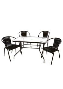 Garten-Essgruppe Vcm "5-tlg. Set Gartenm&ouml;bel Sitzgruppe Tisch Stuhl", braun, Obermaterial: 100% Metall MT., Sitzm&ouml;bel-Sets, Garten-Essgruppe