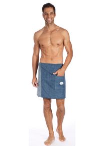 Kilt Egeria "Ben, ideal f&uuml;r Sauna & Spa", blau, L:47cm, Walkfrottee, Hausm&auml;ntel, Kilt, mit Streifen-Akzent