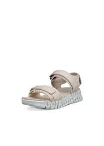 Sandalette Ecco "Ecco GRUUV SOL W", Damen, Gr. 40, beige, Leder, Schuhe Sandalette, Plateau, Sommerschuh, Sandalette mit praktischem Klettverschluss
