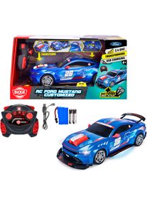RC-Auto DICKIE TOYS "Ford Mustang Customized", blau, Fernlenkfahrzeuge, KinderB:34cm H:17,5cm T:16,5cm, Kunststoff, Metall, RC-Auto, mit Licht, B:34cm H:17,5cm T:16,5cm