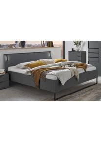Futonbett wimex "Tilburg in verschiedenen Breiten erh&auml;ltlich, inkl. LED Beleuchtung", schwarz (grafit, absetzung schwarz, grafit, absetzung schwarz, grafit, absetzung schwarz), B:148cm H:93cm L:210cm, Betten, Futonbett, Bett mit Metallkufe