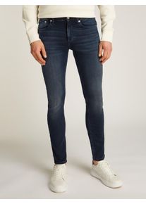 Stretch-Jeans Calvin Klein Jeans "SKINNY", Herren, Gr. 38, L&auml;nge 34, schwarz (denim schwarz), Denim/Jeans, Obermaterial: 92% Baumwolle, 6% Elastomultiester, 2% Elasthan, unifarben, skinny fit lang, Jeans Stretch-Jeans, Coinpocket, Logostickerei