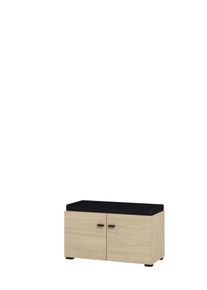 Schuhbank Home Affaire "Rathlin, Schuhschrank, Schuhregal, Schuhtruhe, Schuhkommode, Sitzbank", beige (harbour oak hell, harbour oak hell), B:77cm H:40,5cm T:35cm, Holzwerkstoff, Sitzb&auml;nke, Schuhbank, mit abnehmbarem Sitzkissen, zwei T&uuml;ren (dahinter zwei F&auml;cher)