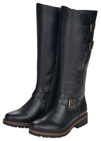 Winterstiefel Remonte, Damen, Gr. 45, XL-Schaft, schwarz, Lederimitat, Schuhe Winterstiefel, Blockabsatz, Langschaftstiefel, Wechselfu&szlig;bett, XL-Schaft