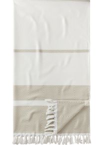 Hamamtuch Egeria "Pestemal Herri", beige (sand), B:100cm L:180cm, Hamam Frottier, Obermaterial: 100% Baumwolle, Handt&uuml;cher, Hamamtuch, 100x180 cm, mit Muster & Fransen, ideal als Strandtuch