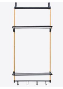 Garderobenhalter HEINE HOME, schwarz (schwarz, natur), B:45,5cm H:90cm T:29cm, Bambus, Metall, Garderobenhalter, Garderobenhalter