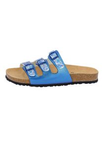 Pantolette Lico "Pantolette Bioline Flower", Damen, Gr. 36, blau, Synthetik, Schuhe Pantolette