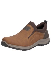 Slipper Rieker, Herren, Gr. 47, braun (braun, schwarz), Lederimitat, Textil, Schuhe Slipper, Schlupfschuh, Halbschuh, Freizeitschuh mit gepolstertem Schaftrand, Topseller