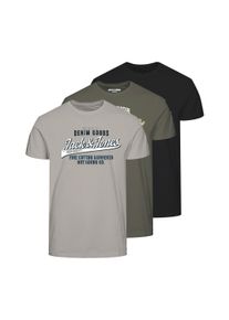 Jack & Jones T-Shirt JACK & JONES "T-Shirt JJETHAN TEE CREW NECK 3PK 3er Pack", Herren, Gr. XL, bunt (schwarz, gr&uuml;n, grau), Obermaterial: 100% Baumwolle CO., Shirts T-Shirt