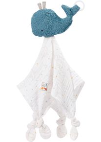 babyFEHN Schmusetuch FEHN "fehnNATUR, Wal", Baby, wei&szlig; (wei&szlig;, blau), Baumwolle, Schnuffelt&uuml;cher Schmusetuch, mit Befestigungsring f&uuml;r Schnuller; Enth&auml;lt Bio-Baumwolle