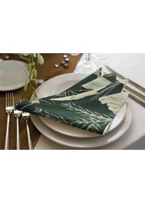 Stoffserviette Adam "Eden" Gr. 1, gr&uuml;n (dunkelgr&uuml;n, natur), B:30cm L:30cm, Obermaterial: 100% Baumwolle, Servietten, Stoffserviette, GOTS organic,zertifiziert durch CERES 0242Made in Germany