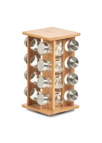 Gew&uuml;rzst&auml;nder zeller PRESENT, braun (natur, transparent), B:18cm H:30cm &Oslash;:18cm, Gew&uuml;rzstreuer, Gew&uuml;rzst&auml;nder, Bambus, inkl. 16 Gew&uuml;rzgl&auml;ser