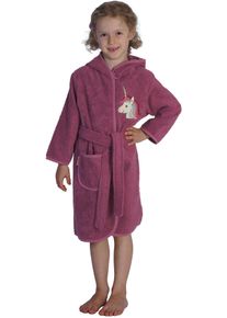 W&ouml;rner Kinderbademantel W&Ouml;RNER "Einhorn" Gr. 74, light mauve, 74/80, Baumwolle, Hausm&auml;ntel, Kinderbademantel, mit Stickerei, mit Tasche, maschinenwaschbar