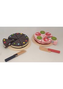 Spiellebensmittel Tanner "Schoko- und Erdbeertorte", bunt, Kaufladensortimente, Kinder, Holz, Spiellebensmittel