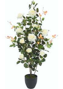 Kunstbaum I.GE.A. "Rosenbusch im Topf", wei&szlig;, B:45cm H:115cm L:45cm, Obermaterial: 95% Polyester, 5% Kunststoff, Kunstpflanzen, Kunstbaum, Kunstrosen Kunstpflanzen Rosenstrauch Deko Hochzeit