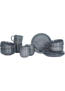 Ritzenhoff & Breker Fr&uuml;hst&uuml;cks-Geschirrset RITZENHOFF & BREKER "Toledo", grau (anthrazit), 12 Stk., Steinzeug, Geschirr-Sets, Fr&uuml;hst&uuml;cks-Geschirrset, Reaktivglasur, jedes St&uuml;ck ein Unikat