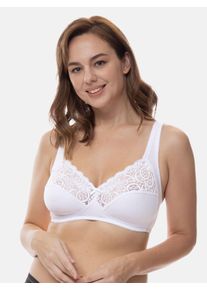 B&uuml;gelloser BH Dorina "Georgina", Damen, Gr. 75, Cup C, wei&szlig;, Jersey, Obermaterial: 75% Baumwolle, 19% Polyamid, 6% Elasthan, unifarben, BHs B&uuml;gelloser BH, mit Spitze, st&uuml;tzendes Unterbrustband, Full-Cup