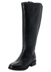 Weitschaftstiefel sheego, Damen, Gr. 44, XL-Schaft, schwarz, Glattleder, Leder, Schuhe Weitschaftstiefel