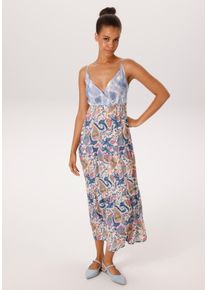 Sommerkleid Aniston CASUAL, Damen, Gr. 48, N-Gr, wollwei&szlig;, jeansblau, hellblau, marine, pink, rosa, dunkelgr&uuml;n, salbei, orange, gelb, fuchsia, Web, Obermaterial: 100% Viskose, Paisley, bedruckt, gemustert, figurumspielend Midi, V-Ausschnitt, Kleider Sommerkleid, im trendigen Muster-Mix - NEUE KOLLEKTION