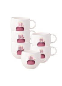 Villeroy & Boch Becher VILLEROY & BOCH "Henkelbecher Happy Birthday With Love 290 ml 6er Set wei&szlig;-rot", bunt (wei&szlig;, rot), Porzellan, Trinkgef&auml;&szlig;e, Becher