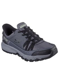 Slip-On Sneaker Skechers "DYNAMITE AT", Herren, Gr. 41, grau (grau, schwarz), Leder, Synthetik, Schuhe Slip-On Sneaker, Trekkingschuh, Freizeitschuh mit robuster Laufsohle