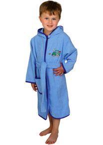W&ouml;rner Kinderbademantel W&Ouml;RNER "Traktor hellblau" Gr. 86, blau (hellblau), L:60cm, Baumwolle, Hausm&auml;ntel, Kinderbademantel, mit Stickerei, mit Tasche, maschinenwaschbar, trocknergeeignet