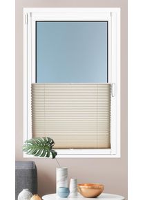 Plissee Kutti "Brisa" Gr. 4, beige, B:65cm H:140cm, Obermaterial: 100% Polyester, Plissees, Plissee, Klemmfix, Sichtschutz, blickdicht, einfarbig, Klemmtr&auml;ger, Topseller