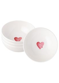Schale VILLEROY & BOCH "M&uuml;slischalen Sending Love With Love &oslash; 16,9 cm 4er Set wei&szlig;-rot", bunt (wei&szlig;, rot), Sch&uuml;sseln, Schale