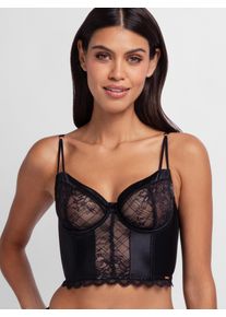 Bustier Dorina "Hasina", Damen, Gr. 70, Cup A, schwarz, Spitze, Obermaterial: 54% Polyamid, 37% Polyester, 9% Elasthan, unifarben, BHs Bustier, mit zarter Spitze und gl&auml;nzendem Satin, verstellbare Tr&auml;ger