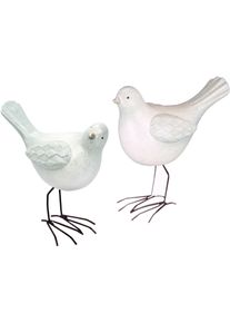 Weihnachtsfigur I.GE.A. "Vogel aus Terrakotta mit Glitzer, 2er Set, wei&szlig;, H&ouml;he ca. 18 cm", wei&szlig;, B:17cm H:18cm T:8cm, Terrakotta, Dekofiguren, Weihnachtsfigur, Weihnachtsdeko, Tierfigur