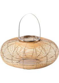 Windlicht CREATIV HOME "Laterne ALEGRE, mit Henkel", braun, H:19cm &Oslash;:33cm, Massivholz, Metall, Kerzenhalter, Windlicht, Kerzenhalter aus Naturweide, &Oslash; 33 cm