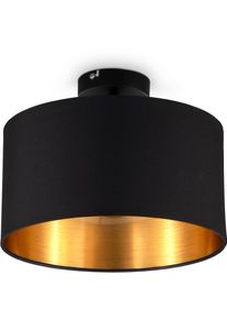 B.K.LICHT Deckenleuchte "BK_SD1420 Deckenlampe, mit Stoffschirm, &Oslash;30cm, Schwarz-Gold, E27", schwarz, 1, &Oslash; 30cm H: 24cm, 1 Stk., Leuchten, 1-Flammige Stoffleuchte, ohne Leuchtmittel (max. 60W), Retro, Deckenleuchte