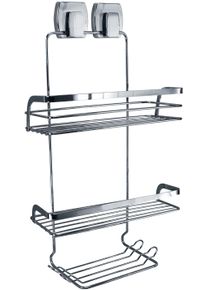 Duschkorb Kleine Wolke "Levana", silber (silberfarben), B:26cm H:42,3cm T:12,5cm, Metall, Aufbewahrungsboxen, Duschkorb, BxTxH: 26x12,5x42,3 cm, Befestigung mit Saugnapf